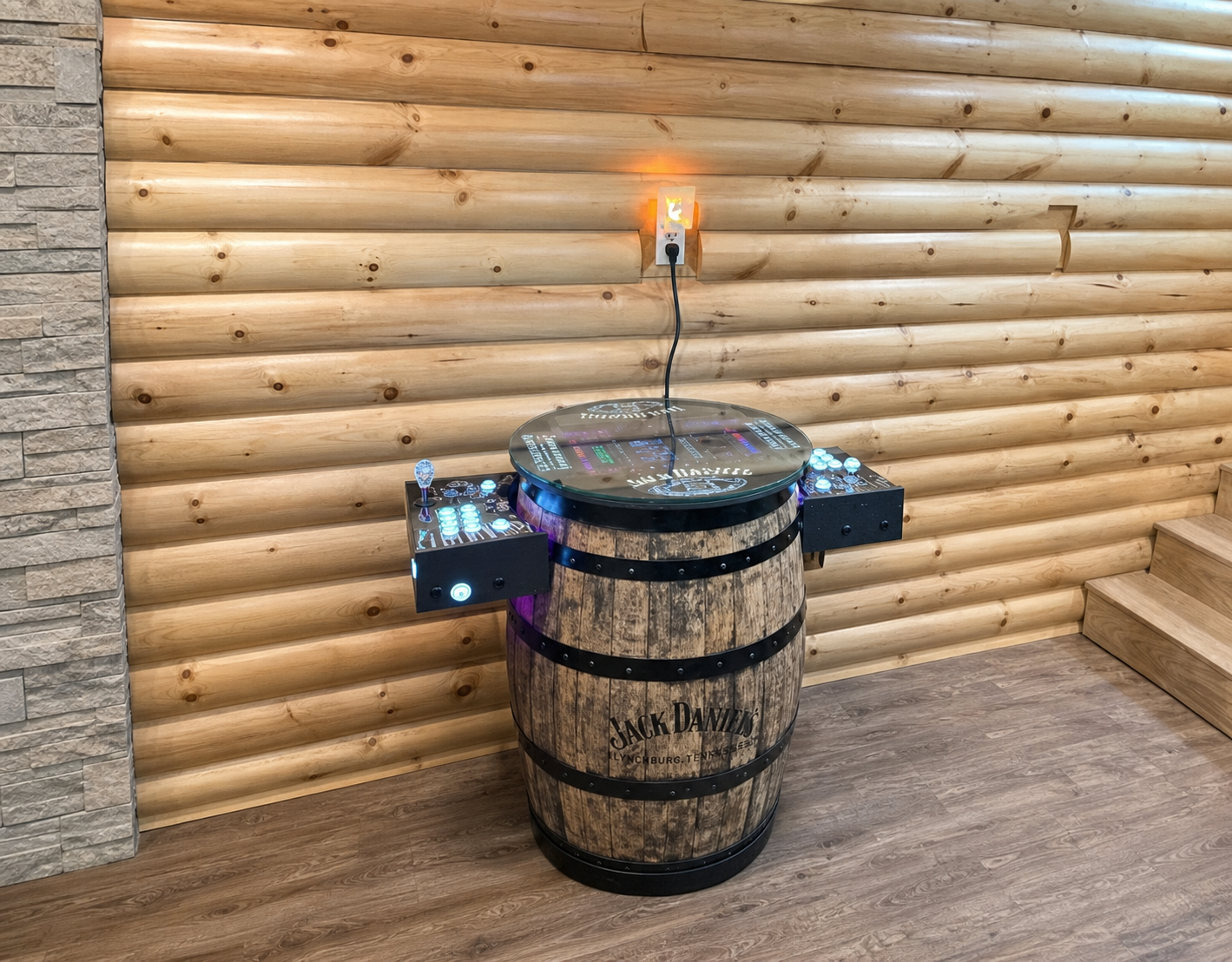 Handcrafted Whiskey Barrel Arcade
